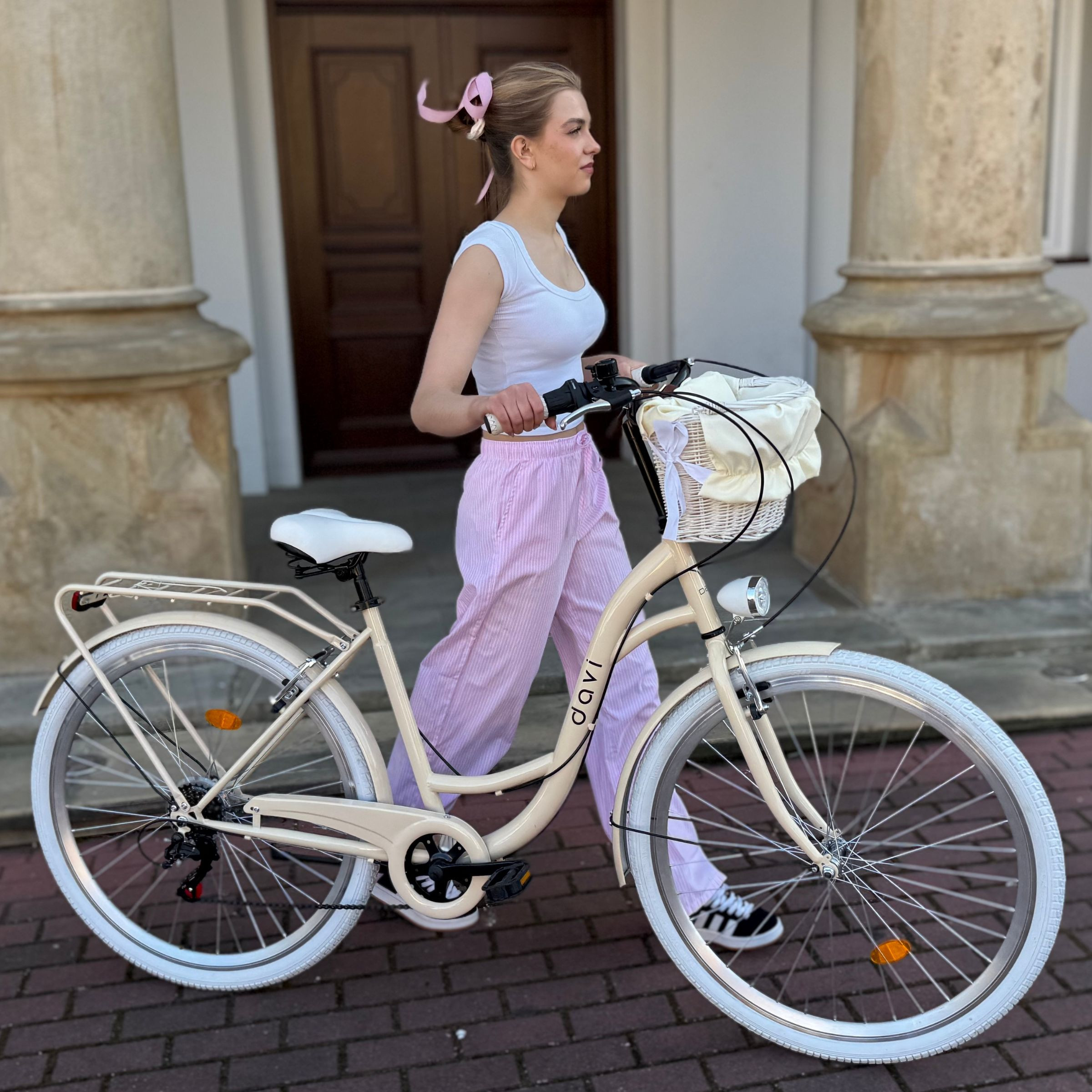 Let damecykel Davi Emma 7 gear, 28", 160-185 cm, Kaffe/Hvid