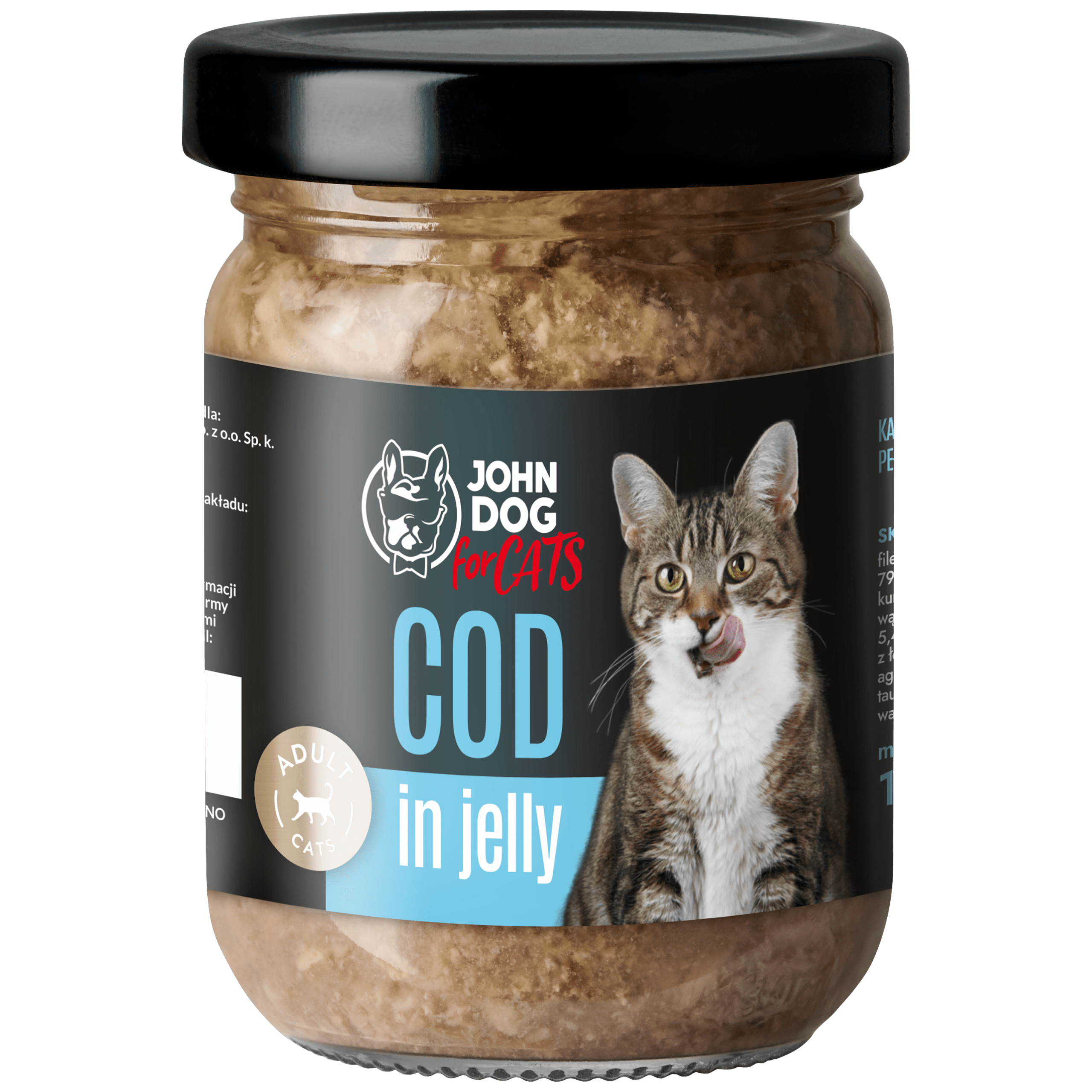 Karma mokra dla kotów John Dog for Cats Galaretka 100g - dorsz