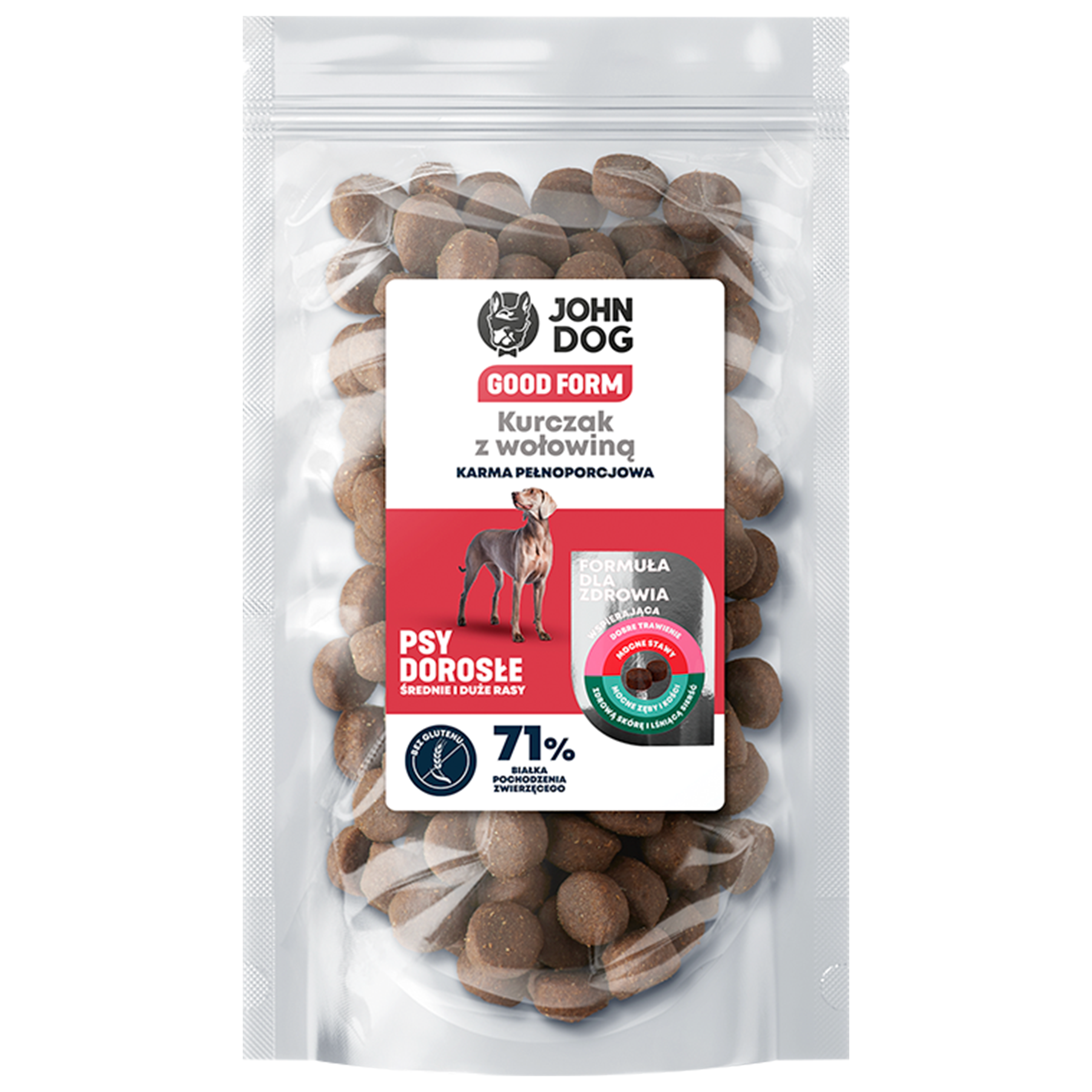 Karma sucha średnie i duże rasy John Dog Good Form. Kurczak z wołowiną - 120 g (próbka)