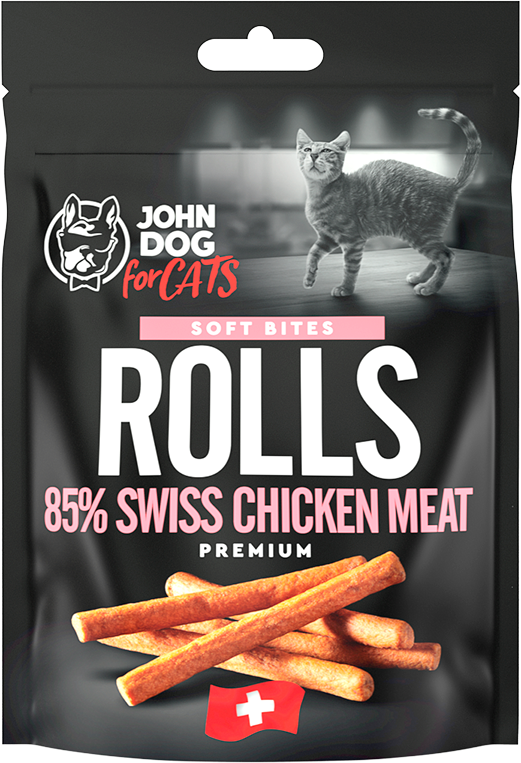 Rurki dla kota John Dog Soft. Kurczak szwajcarski - 85% - 50 g